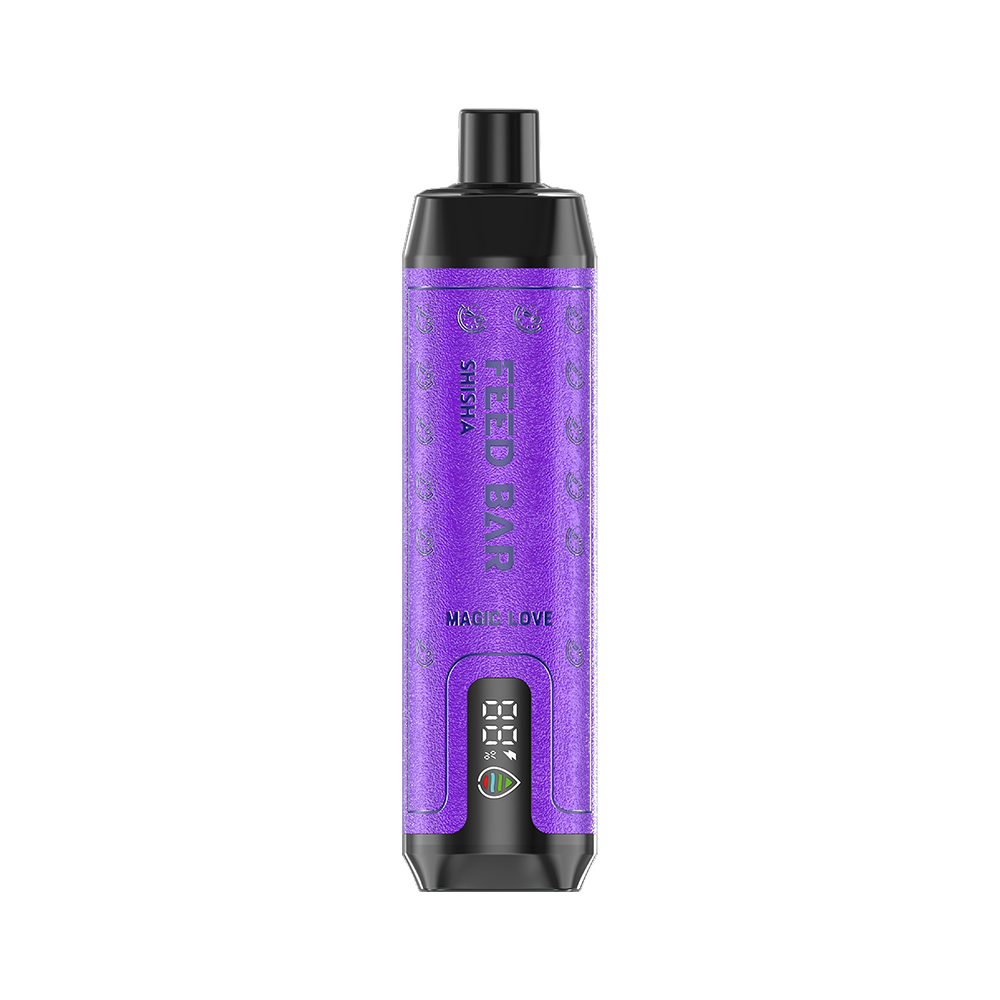 Purple FEELD BAR SHISHA Magic Love disposable vape with digital display