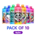 VapSolo King Pro disposable vapes in a pack of 10 with vibrant animal art designs, offering a fun and colorful vaping experience.